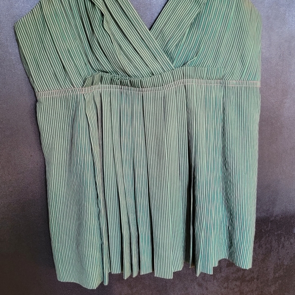 Marc by Marc Jacobs Pleated Pinstripe Silk Camisole Baby Doll Vneck Tank Top XS - Picture 10 of 15